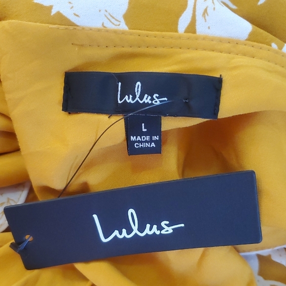 NWT Lulus Floral Ruffle Asymmetrical Wrap Dress in Yellow and White Size L - Picture 11 of 15